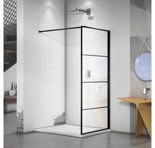 Inloopdouche Donna Mat Zwart Raster 90x200cm SaniPro Douchewand Antikalk Helderglas 8 mm Veiligheidsglas Easy Clean