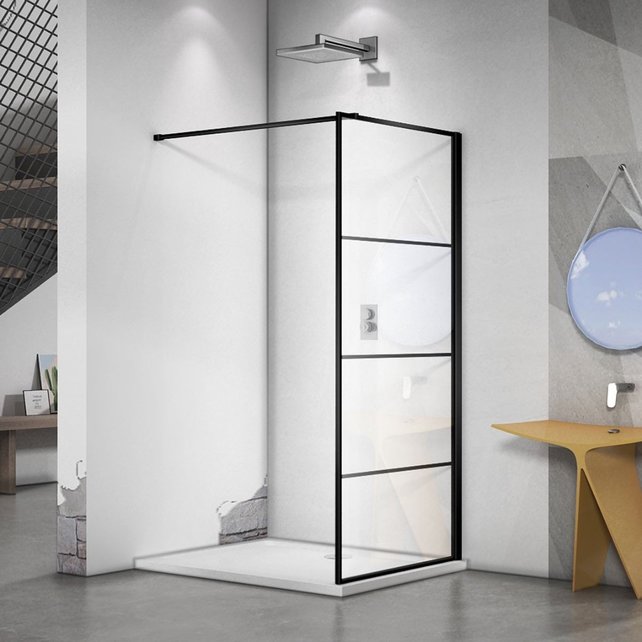 Inloopdouche Donna Mat Zwart Raster 80x200cm SaniPro Douchewand Antikalk Helderglas 8 mm Veiligheidsglas Easy Clean Inloopdouche Donna Mat Zwart Raster 80x200cm SaniPro Douchewand Antikalk Helderglas 8 mm Veiligheidsglas Easy Clean
