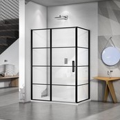 Douchecabine Collins Mat Zwart Vierkant 140x90cm Draaideur Links Antikalk Helderglas 8mm Veiligheidsglas Easy Clean Douchecabine Collins Mat Zwart Vierkant 140x90cm Draaideur Links Antikalk Helderglas 8mm Veiligheidsglas Easy Clean