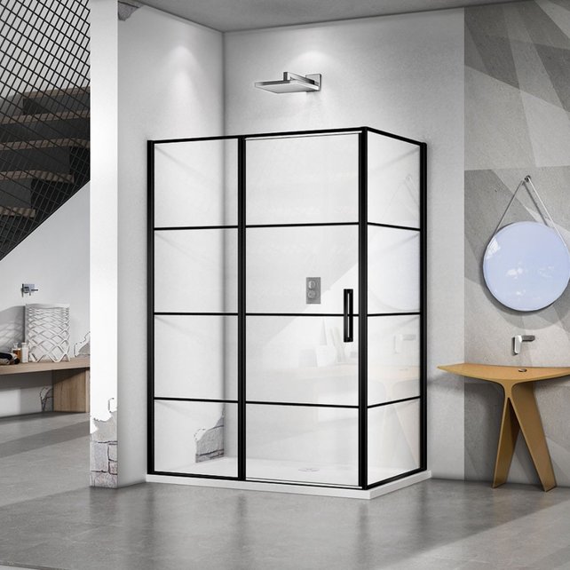 Douchecabine Collins Mat Zwart Vierkant 140x90cm Draaideur Links Antikalk Helderglas 8mm Veiligheidsglas Easy Clean Douchecabine Collins Mat Zwart Vierkant 140x90cm Draaideur Links Antikalk Helderglas 8mm Veiligheidsglas Easy Clean