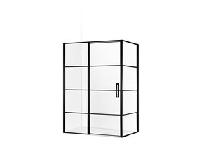 Douchecabine Collins Mat Zwart Vierkant 120x90cm Draaideur Antikalk Helderglas 8mm Veiligheidsglas Easy Clean