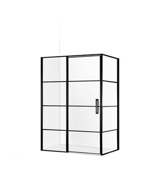 Douchecabine Collins Mat Zwart Vierkant 120x90cm Draaideur Antikalk Helderglas 8mm Veiligheidsglas Easy Clean