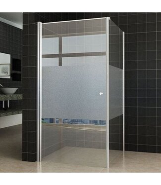 SaniPro Sofies Douchecabine Rechthoek Draaideur Linksdraaiend 70x90x200cm Antikalk Helder/Mat Glas Chroom Profiel 8mm Veiligheidsglas Easy Clean