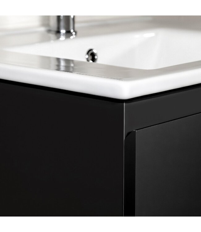Wastafelonderkast Sally Mat Zwart 120cm 118x45,5x50cm 2x Softclose lades MDF Voorgemonteerd
