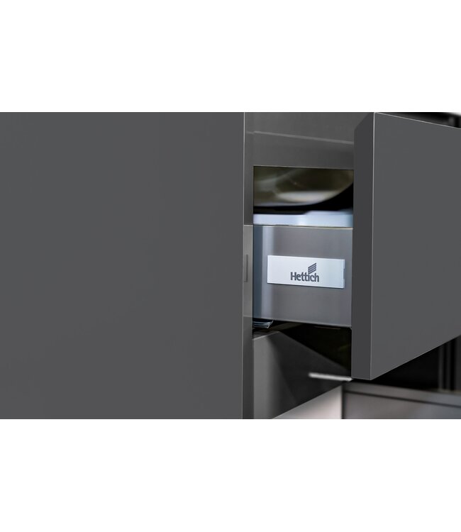 Wastafelonderkast Sally Hoogglans Grijs 100cm 96x45,5x50cm 2x Softclose lades MDF Voorgemonteerd