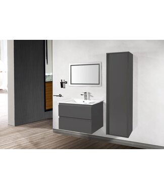 CREAVIT Creavit Sally Badkamermeubel Mat Grijs 80cm met keramische wastafel 2 lades Softclose