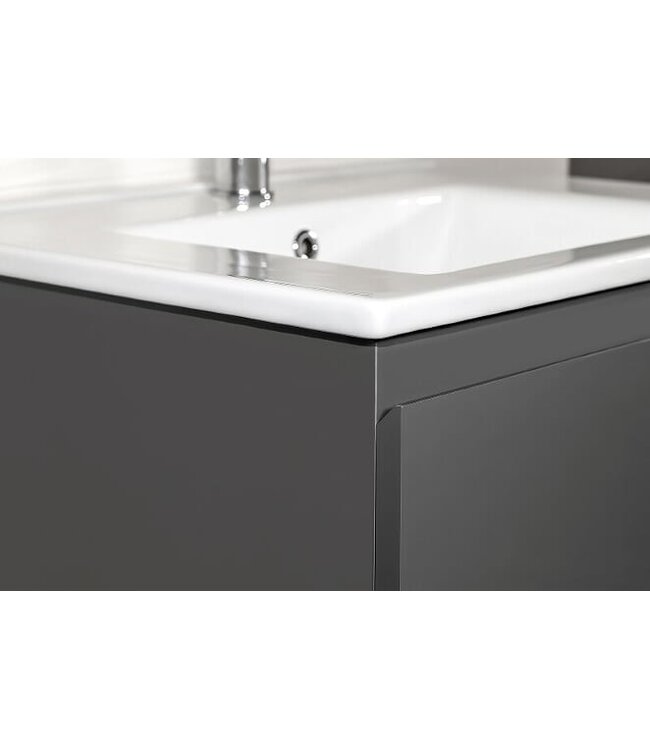 Creavit Sally Badkamermeubel Mat Grijs 80cm met keramische wastafel 2 lades Softclose