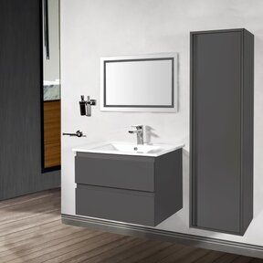 Creavit Sally Badkamermeubel Mat Grijs 60cm met keramische wastafel 2 lades Softclose