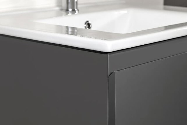 Creavit Sally Badkamermeubel Mat Grijs 60cm met keramische wastafel 2 lades Softclose