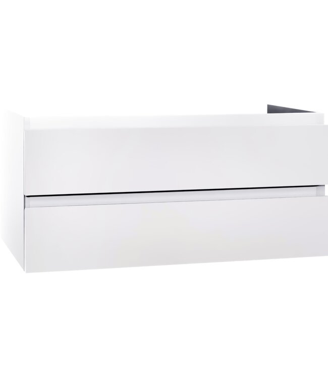Creavit Sally Badkamermeubel Mat Wit 120cm met dubbele keramische wastafel 2 lades Softclose 2 kraangaten