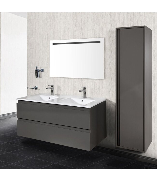 CREAVIT Creavit Sally Badkamermeubel Hoogglans Grijs 100cm met keramische wastafel 2 lades Softclose 1 kraangaten