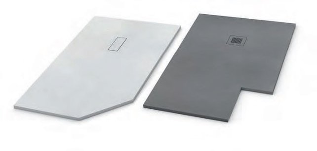 Douchevloer Medison Grijs 100x100cm Composietsteen Douchevloer Veroni SLATE 3cm (RAL7037) Antislip op maat Zaagbaar.