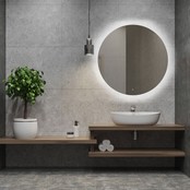 Badkamerspiegel Lara Rond 80x80cm incl Spiegelverwarming SaniPro Anti Condens Geintegreerde LED Verlichting achter Touch Schakelaar Badkamerspiegel Lara Rond 80x80cm incl Spiegelverwarming SaniPro Anti Condens Geintegreerde LED Verlichting achter Touch Schakelaar