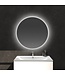 Badkamerspiegel Lara Rond 80x80cm incl Spiegelverwarming SaniPro Anti Condens Geintegreerde LED Verlichting achter Touch Schakelaar