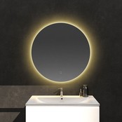 Badkamerspiegel Lara Rond 100x100cm incl Spiegelverwarming SaniPro Anti Condens Geintegreerde LED Verlichting achter Touch Schakelaar