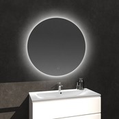 Badkamerspiegel Lara Rond 100x100cm incl Spiegelverwarming SaniPro Anti Condens Geintegreerde LED Verlichting achter Touch Schakelaar