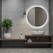 Badkamerspiegel Lara Rond Zwart 80x80cm Geintegreerde LED Verlichting Touch Schakelaar Badkamerspiegel Lara Rond Zwart 80x80cm Geintegreerde LED Verlichting Touch Schakelaar