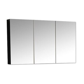 Spiegelkast Zwart Mat 120x70x16cm SaniPro Black Diamond MDF Driedeuren