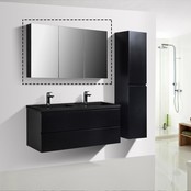 Spiegelkast Zwart Mat 120x70x16cm SaniPro Black Diamond MDF Driedeuren