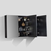 Spiegelkast Zwart Mat 120x70x16cm SaniPro Black Diamond MDF Driedeuren