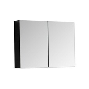 Spiegelkast Zwart Mat 100x70x16cm SaniPro Black Diamond MDF twee deuren