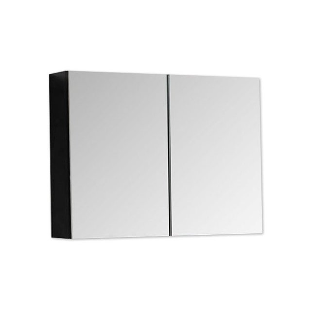 Spiegelkast Zwart Mat 100x70x16cm SaniPro Black Diamond MDF twee deuren Spiegelkast Zwart Mat 100x70x16cm SaniPro Black Diamond MDF twee deuren