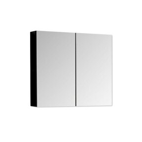 Spiegelkast Zwart Mat 100x70x16cm SaniPro Black Diamond MDF twee deuren