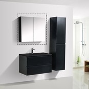 Spiegelkast Zwart Mat 100x70x16cm SaniPro Black Diamond MDF twee deuren