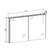 Spiegelkast Zwart Mat 100x70x16cm SaniPro Black Diamond MDF twee deuren