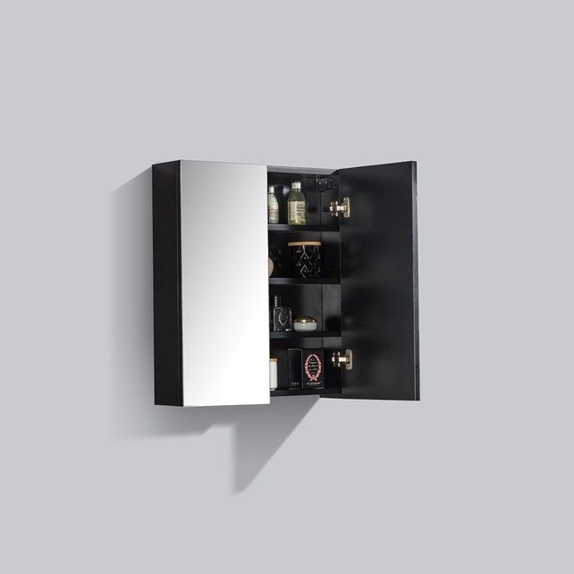 Spiegelkast Zwart Mat 60x70x16cm SaniPro Black Diamond MDF twee deuren