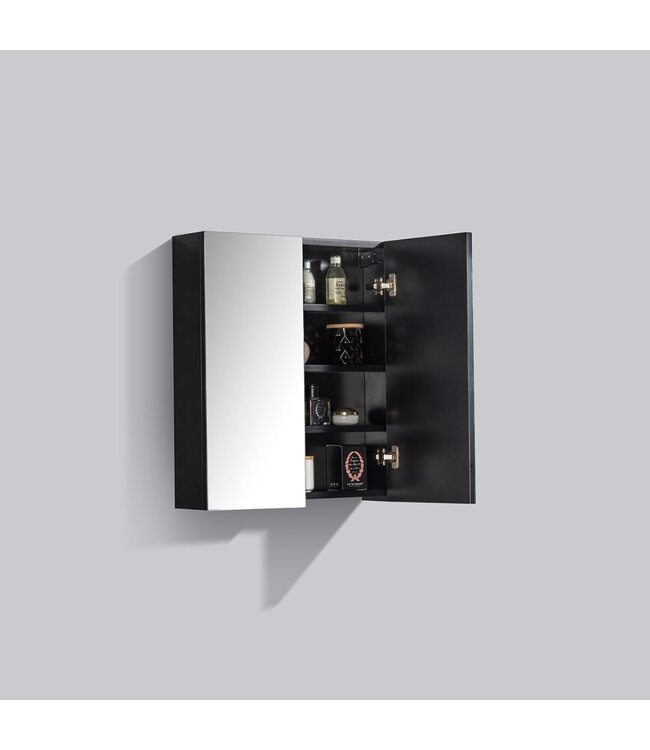 SANI-SUPPLY Spiegelkast Zwart Mat 60x70x16cm SaniPro Black Diamond MDF twee deuren