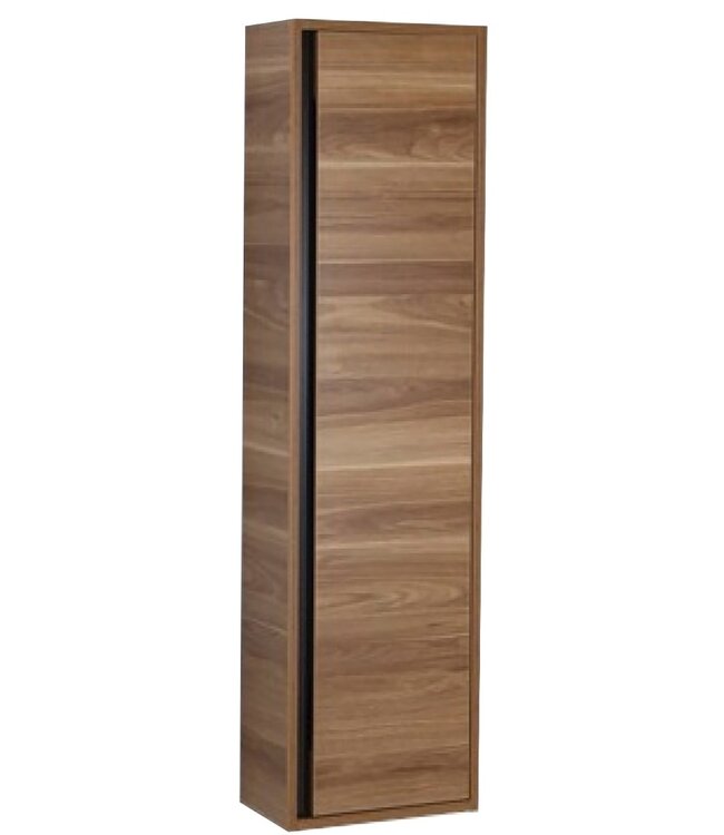 Badkamermeubel 100cm Licht Walnoot Creavit Verti Badmeubel onderkast met Keramisch wastafel 1 kraangat overloop