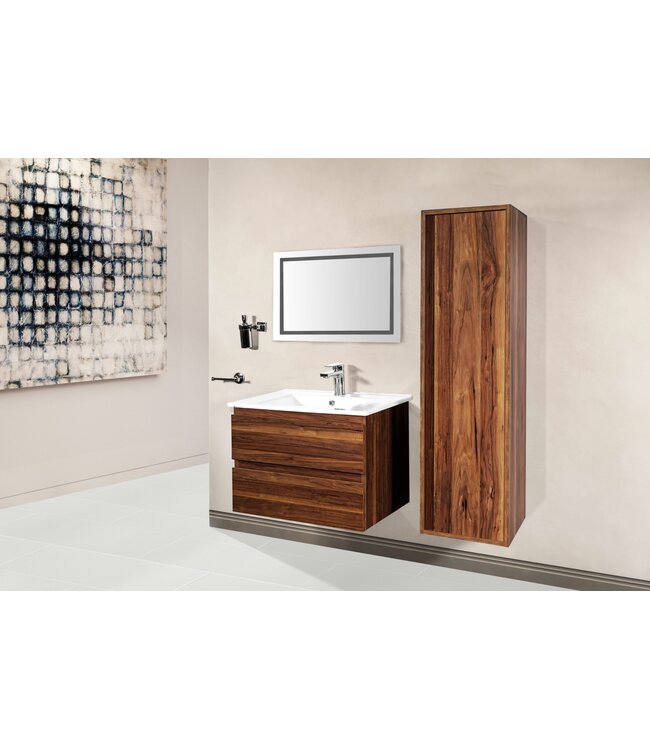 CREAVIT Wastafelonderkast Sally Garda Walnoot 60cm 56x45,5x50cm 2x Softclose lades MDF Voorgemonteerd