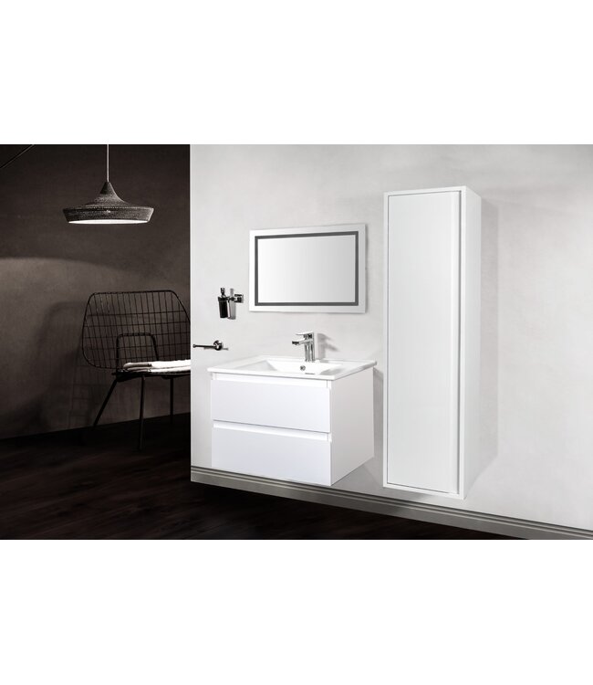 Wastafelonderkast Sally Hoogglans Wit 100cm 96x45,5x50cm 2x Softclose lades MDF Voorgemonteerd