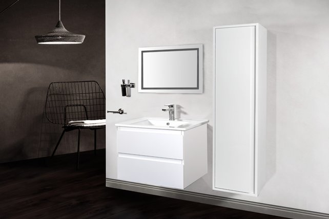Wastafelonderkast Sally Mat Wit 60cm 56x45,5x50cm 2x Softclose lades MDF Voorgemonteerd Wastafelonderkast Sally Mat Wit 60cm 56x45,5x50cm 2x Softclose lades MDF Voorgemonteerd