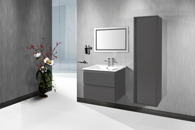 Wastafelonderkast Sally Hoogglans Grijs 60cm 56x45,5x50cm 2x Softclose lades MDF Voorgemonteerd Wastafelonderkast Sally Hoogglans Grijs 60cm 56x45,5x50cm 2x Softclose lades MDF Voorgemonteerd