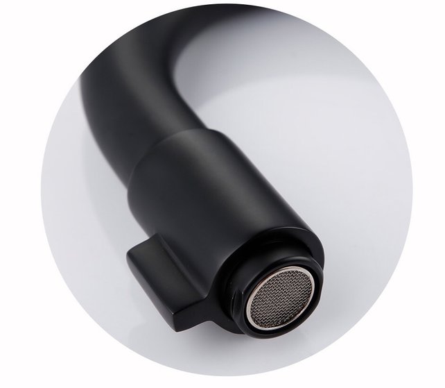 Fonteinkraan Donna Mat Zwart Roterend bediening fonteinkraan met draaiknop koud messing 19cm