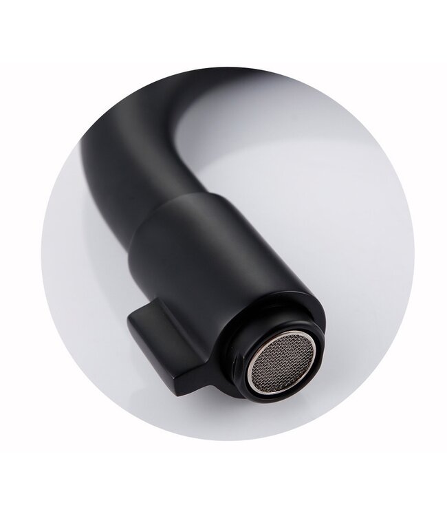 SANI-SUPPLY Fonteinkraan Donna Mat Zwart Roterend bediening fonteinkraan met draaiknop koud messing 19cm