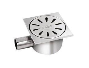 RVS Vloersifon Horizontaal uitgang RVS 15x15cm