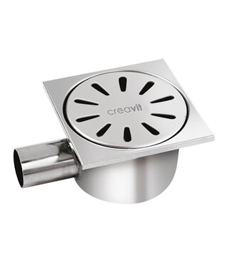 CREAVIT RVS Vloersifon Horizontaal uitgang RVS 15x15cm
