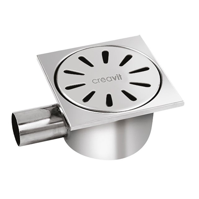 RVS Vloersifon Horizontaal uitgang RVS 15x15cm