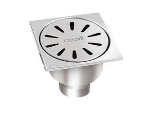 Vloersifon Douche RVS onderuitgang Verticaal 15X15 Ø50mm