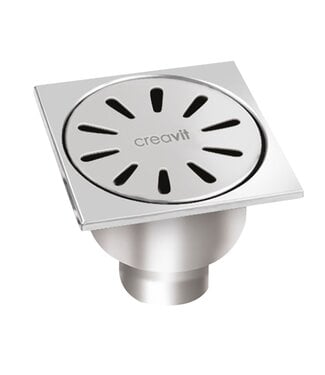 CREAVIT Vloersifon Douche RVS onderuitgang Verticaal 15X15 Ø50mm