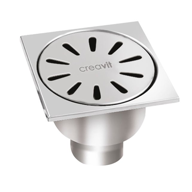 Vloersifon Douche RVS onderuitgang Verticaal 15X15 Ø50mm