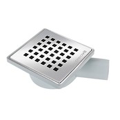 Kunststof vloersifon Horizontaal uitgang 15x15cm met rooster Ø50mm