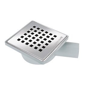 Kunststof vloersifon Horizontaal uitgang 15x15cm met rooster Ø50mm