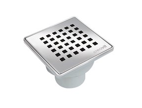 PVC Vloersifon met RVS Rooster - Douchesifon 15x15cm Verticaal Ø50mm