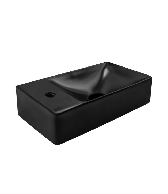 Fonteinset mini Mat Zwart Kraangat Links 37.5X21.5X10cm met Fonteinkraan draaiknop.