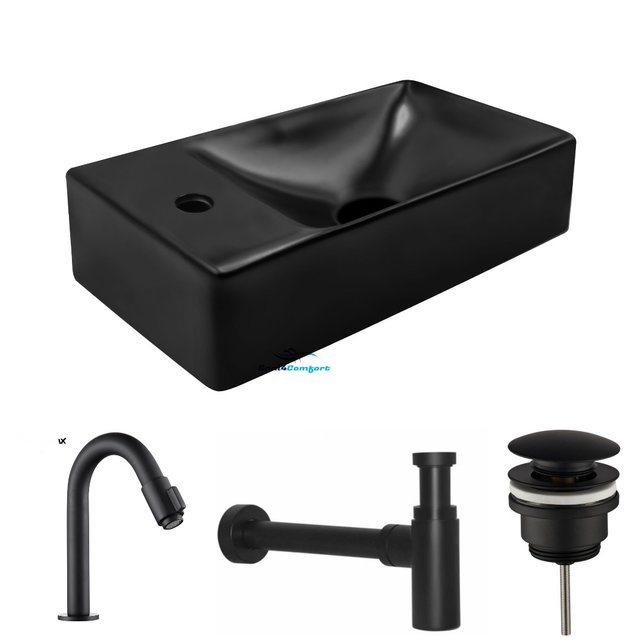 Fonteinset mini Mat Zwart Kraangat Links 37.5X21.5X10cm met Fonteinkraan draaiknop. Fonteinset mini Mat Zwart Kraangat Links 37.5X21.5X10cm met Fonteinkraan draaiknop.