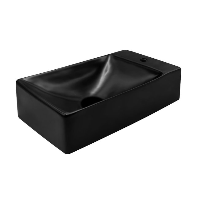 Fonteinset Mini Mat Zwart Aloni met Kraangat rechts Toiletkraan met draaiknop sifon en clickwaste 37X2X10cm Fonteinset Mini Mat Zwart Aloni met Kraangat rechts Toiletkraan met draaiknop sifon en clickwaste 37X2X10cm